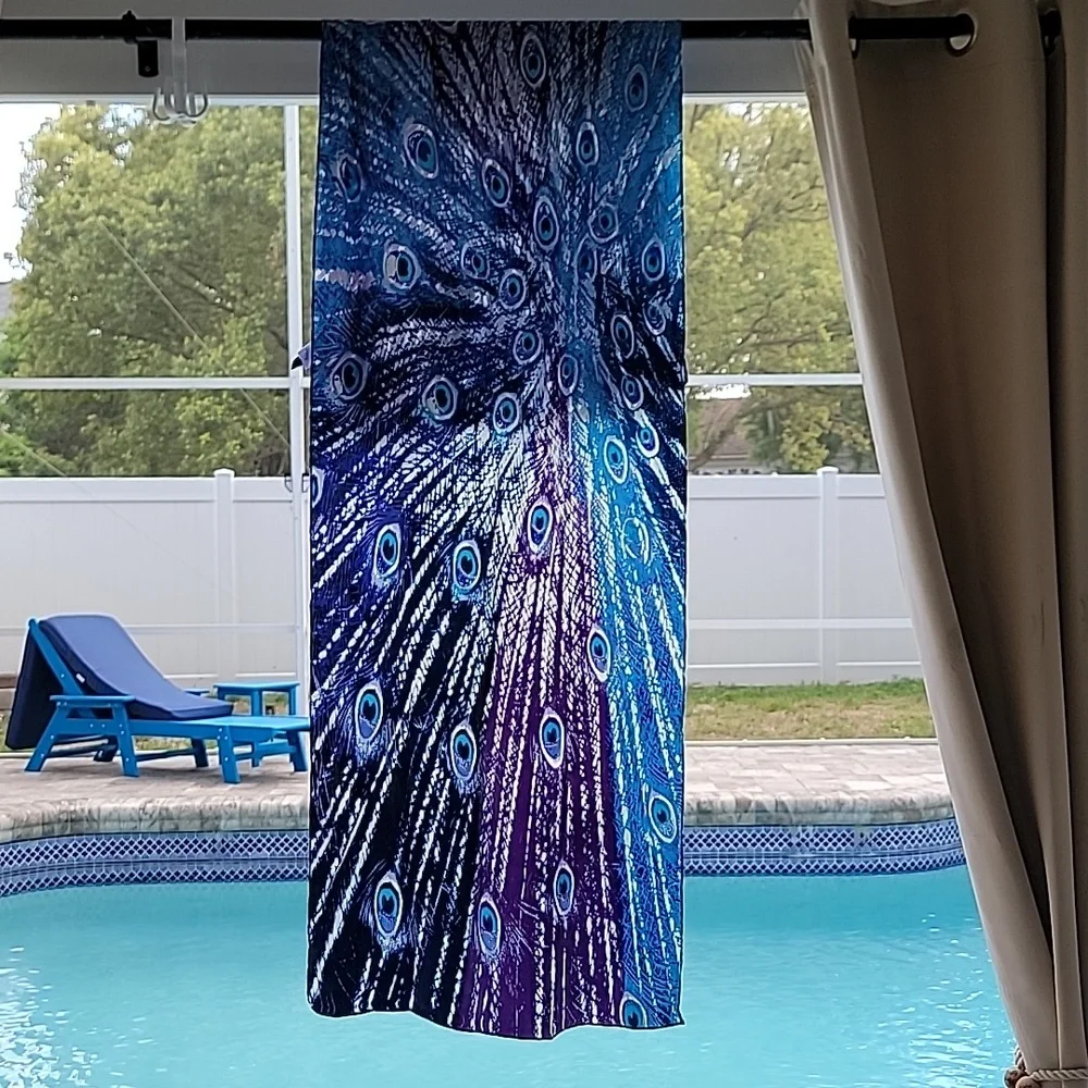 Cynthia Rowley Peacock Print Silk Scarf 70 In. Long 20 In. Wide
